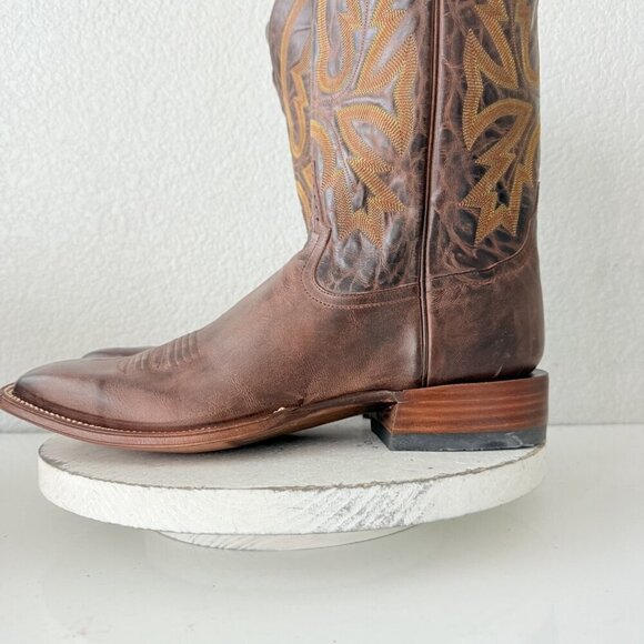 Rod Patrick Mens Cowboy Boots 12.5 A Perro Loco Brown Leather Western Square Toe - Picture 14 of 15
